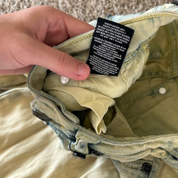 Affliction Raquel Jeans Yellow Blue Women's Size 24 Cotton Stretch Grunge Goth - Picture 8 of 13